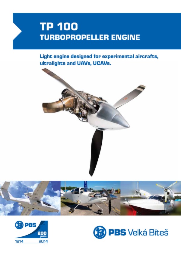 PBS Velk Bte Turbopropeller engine TP100 brochure