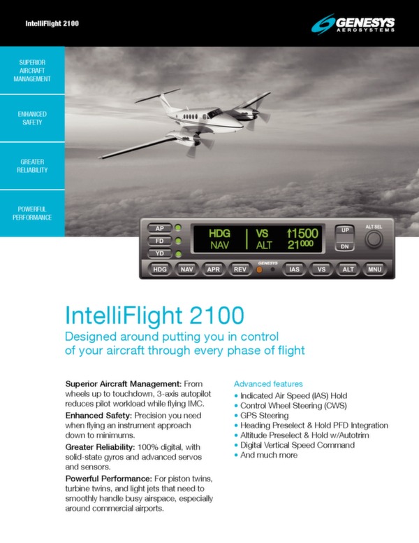 Genesys Aerosystems Donnes techniques IntelliFlight 2100