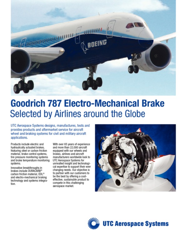UTC Aerospace Systems 787 Electro-Mechanical Brake System brochure