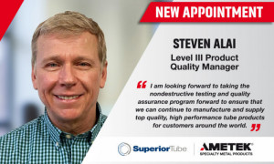 Ametek : Steven Alai appointed as Level III Product Quality Manager for Tube Production at Superior Tube