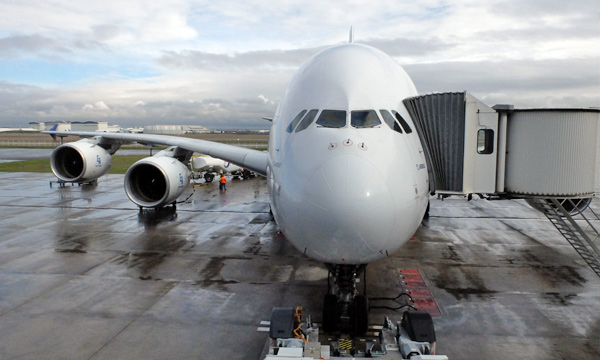 En images :  bord du dernier vol de l'A380 d'essais MSN4  destination du Bourget