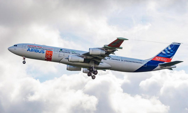 Le dmonstrateur A340 BLADE d'Airbus ralise son premier vol
