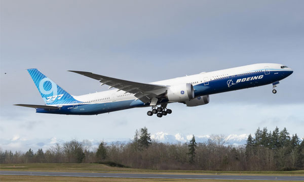 Boeing's new 777X airliner takes off on first flight