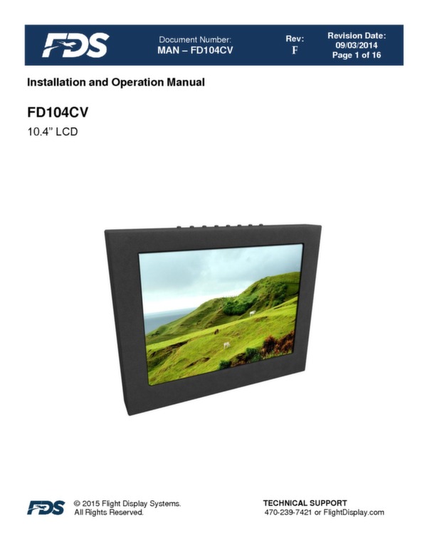 Flight Display Systems Brochure écran LCD 10.4'' HD FD104CV