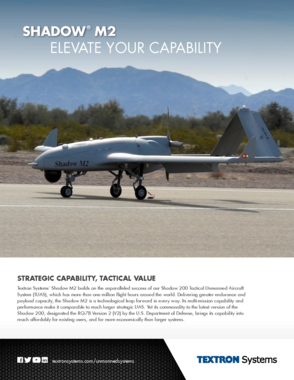Textron Systems UAV Shadow M2 data sheet