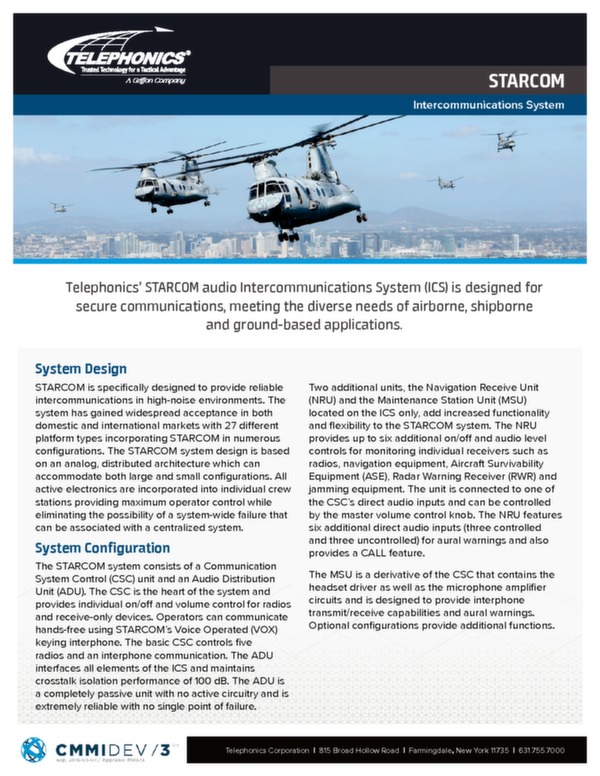Telephonics STARCOM Intercommunications System brochure