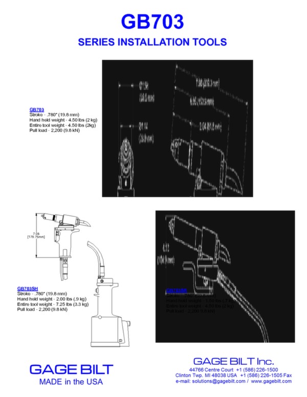 Gage Bilt Pneumatic-hydraulic tool GB703 brochure