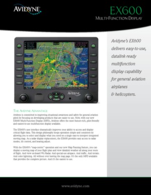 Avidyne Corp. - Brochure écran d'affichage multifonction EX600