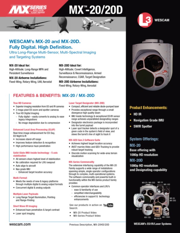 L3 WESTCAM Brochure système de surveillance MX-20