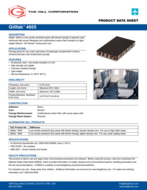 Flooring panel Gillfab 4605 data sheet