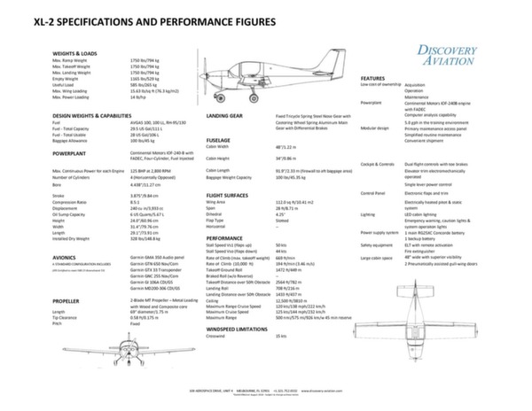 Discovery Aviation Discovery XL-2 data sheet