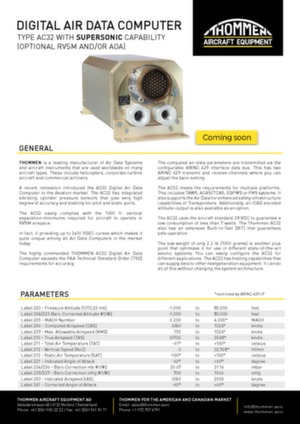 THOMMEN AC32 - with SUPERSONIC optional RVSM and/or AOA - Datasheet